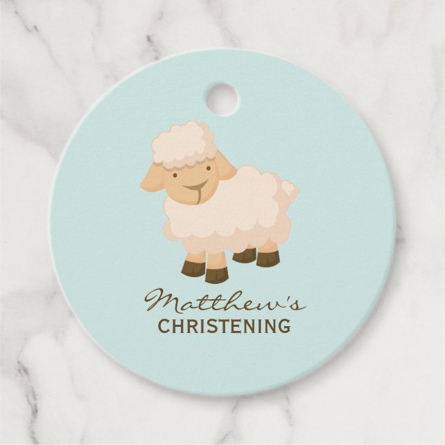 Sweet Little Lamb Baby Christening Gåvor Etiketter (Framsida)