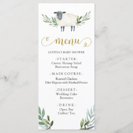 Sweet Little Lamb Greenery Baby Shower Menu Meny