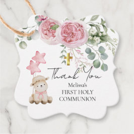 Sweet Little Lamb Greenery First Heliga Communion Gåvor Etiketter