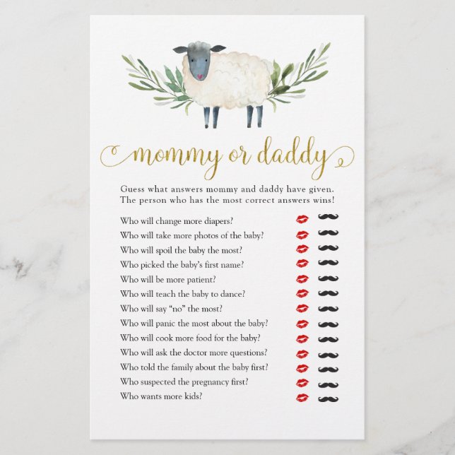 Sweet Little Lamb Greenery Mamma eller pappa (Framsida)