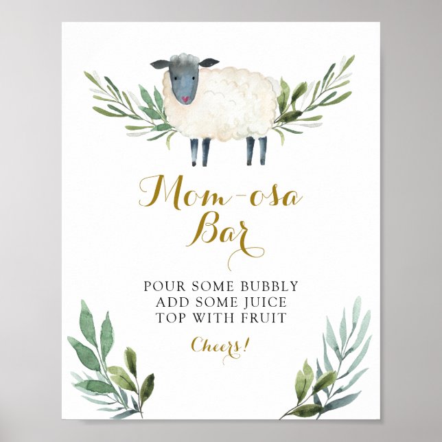 Sweet Little Lamb Greenery Momosa Pub Poster (Framsidan)