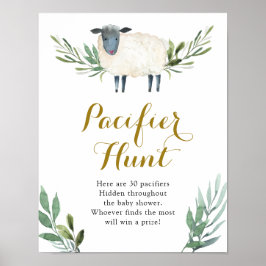Sweet Little Lamb Greenery Nappar Hunt Poster