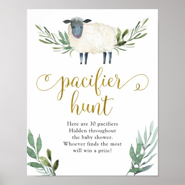Sweet Little Lamb Greenery Nappar Hunt Poster (Framsidan)