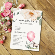 Sweet Little Lamb Rosa Balloon Greenery