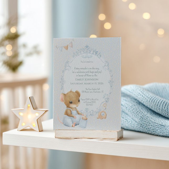Sweet Little Mouse Baby Shower Invitation Inbjudningar (Skapare uppladdad)