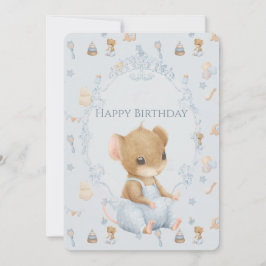 Sweet Little Mouse Birthday Flat Holiday Card Julkort
