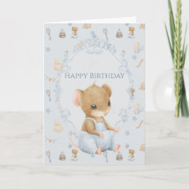 Sweet Little Mouse Birthday Folded Greeting Card Kort