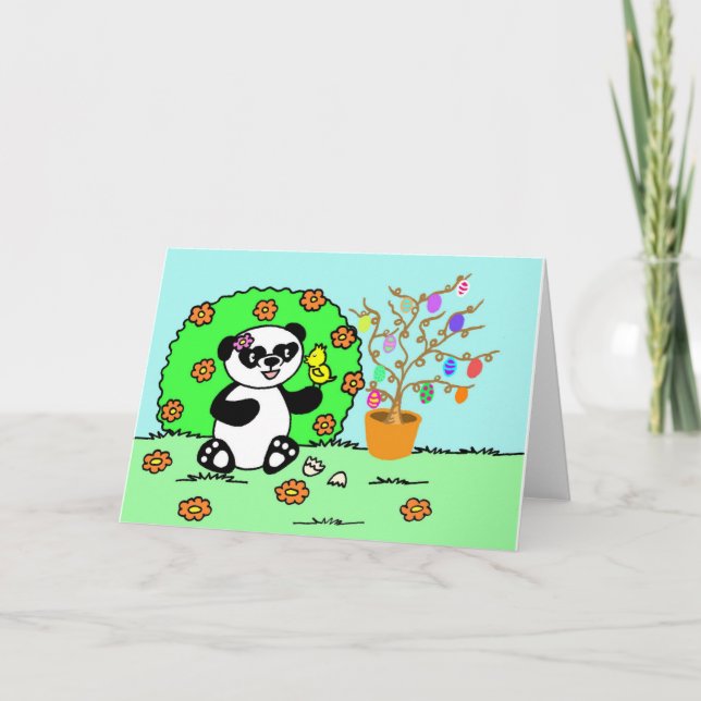 Sweet little panda is celebrating Easter Helgkort (Framsida)