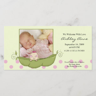 Sweet Little Pea Flicka Birth Annoucement Meddelande