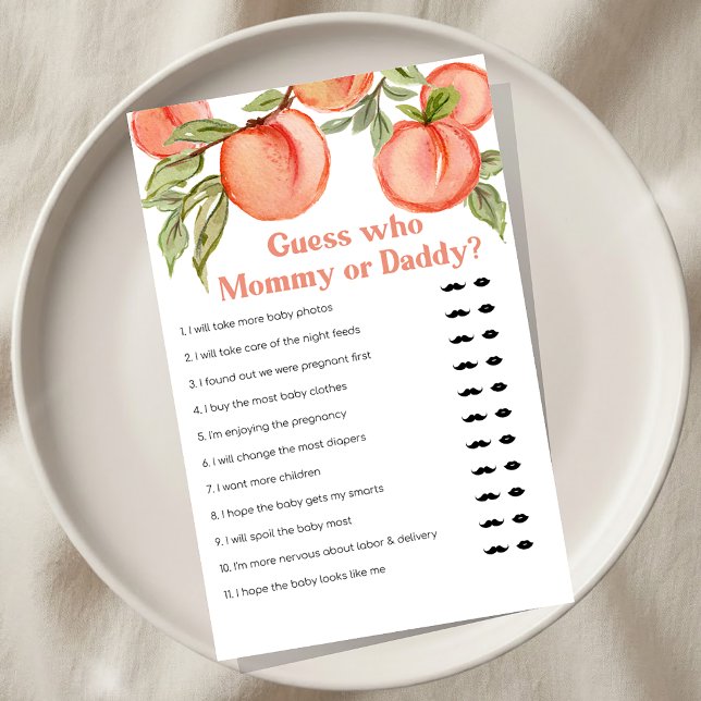 Sweet Little Peach Baby Shower Guess Who Game (Skapare uppladdad)