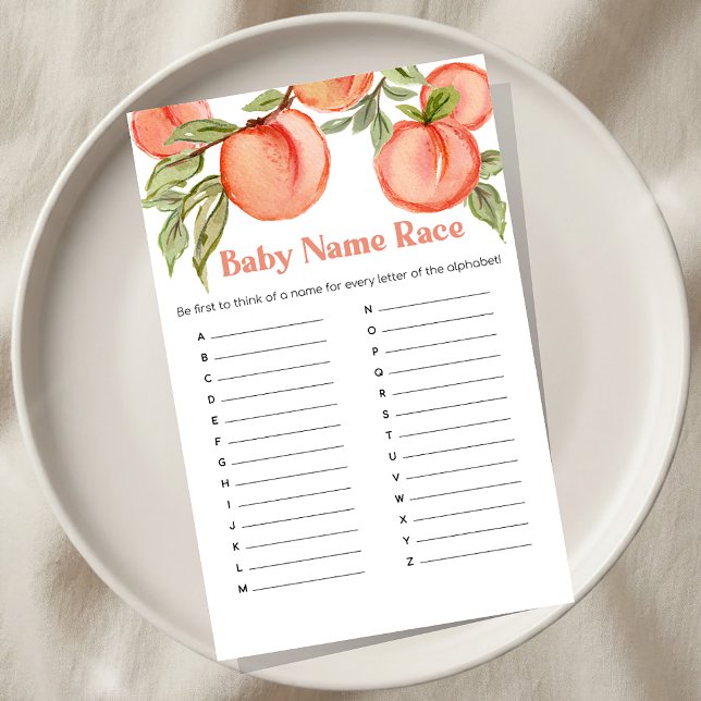Sweet Little Peach Baby Shower Name Race Game (Skapare uppladdad)