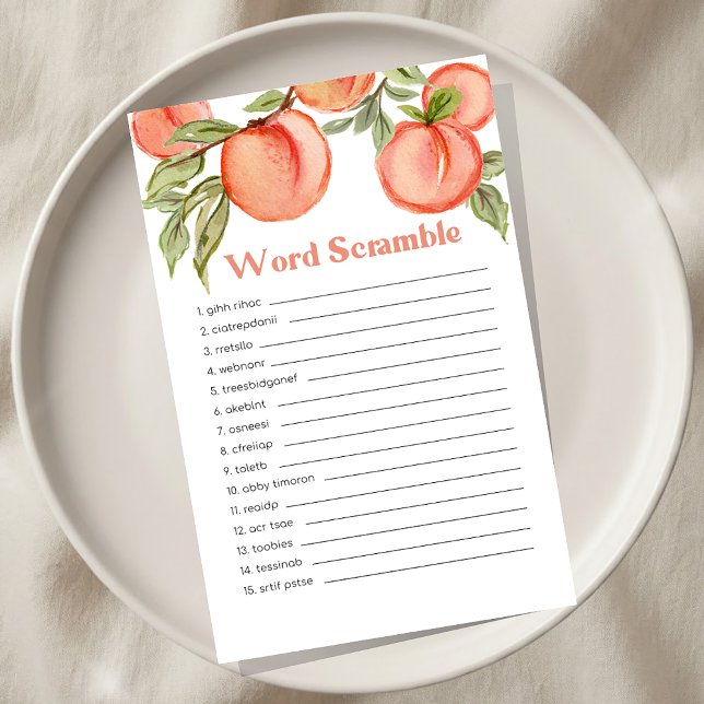 Sweet Little Peach Baby Shower Word Scramble Game (Skapare uppladdad)