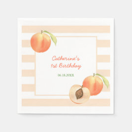 Sweet Little Peach Stripes Girl Birthday Pappersservett