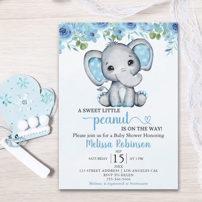 Sweet Little Peanut is on the way Baby shower Boy Inbjudningar (Skapare uppladdad)