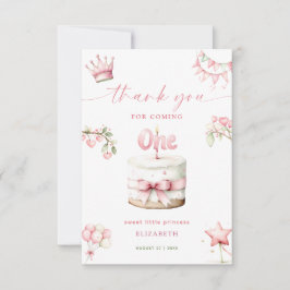 Sweet Little Princess Pink Cake 1st Birthday Tack Kort