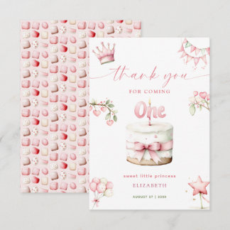 Sweet Little Princess Pink Cake 1st Birthday Tack Kort