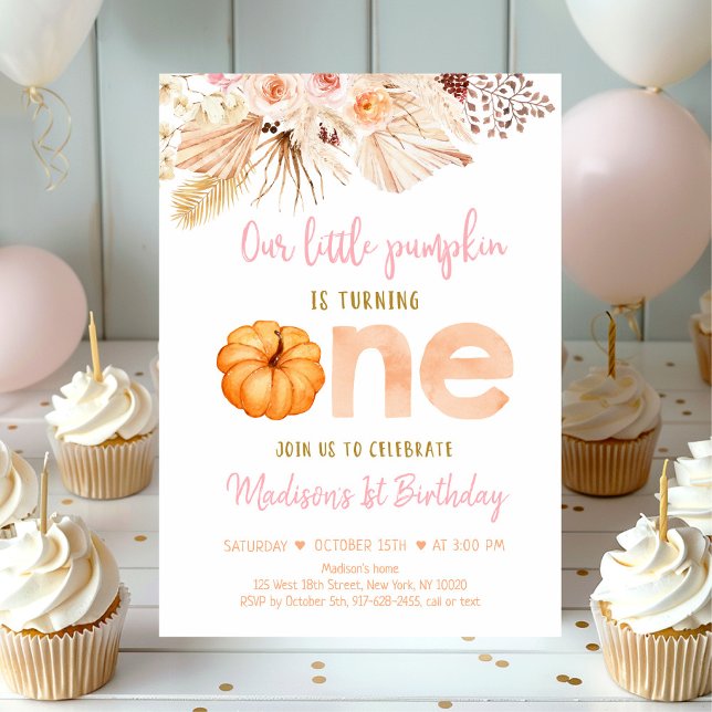 Sweet Little Pumpkin Boho First Birthday Inbjudningar (Skapare uppladdad)