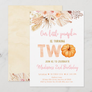 Sweet Little Pumpkin Boho Second Birthday Inbjudningar