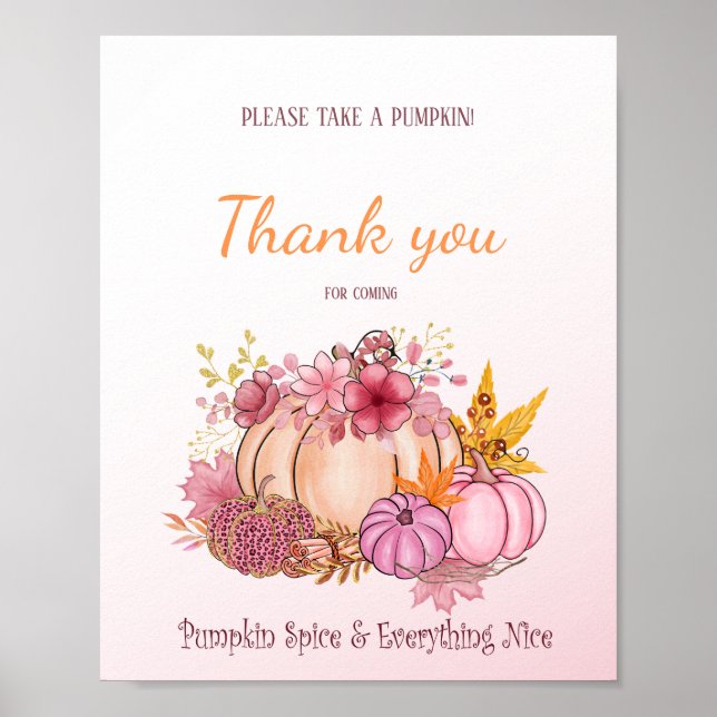 Sweet Little Pumpkin Fall Farm Rosa Treat Sigh Poster (Framsidan)