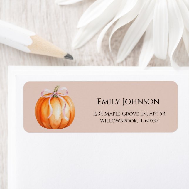 Sweet Little Pumpkin Girl Baby Shower Returadress Etikett (Insitu)