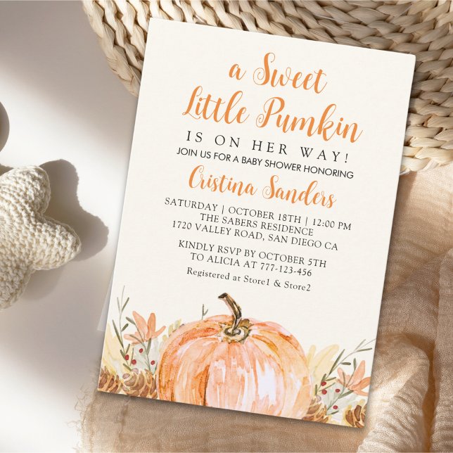 Sweet Little Pumpkin is on her Way, Baby Shower Inbjudningar (Skapare uppladdad)