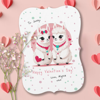 Sweet Llama Kids Classroom Valentine Day Card Kort