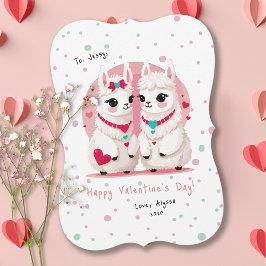 Sweet Llama Kids Classroom Valentine Day Card Kort