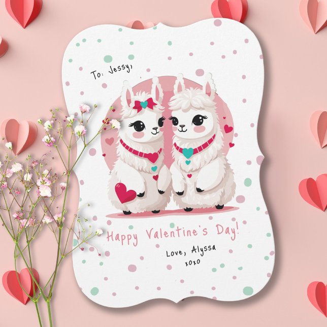 Sweet Llama Kids Classroom Valentine Day Card Kort (Sweet Llama Kids Classroom Valentine's Day Card)