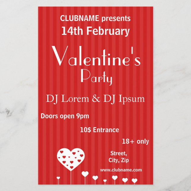 Sweet Loely Romantic Hearts Valentine Day Flygblad (Framsidan)