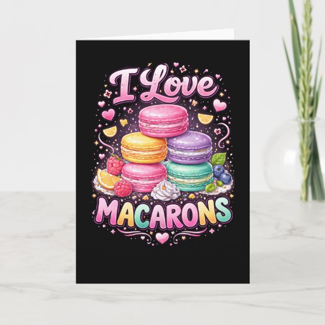 Sweet Love Macarons Helgkort (Framsida)