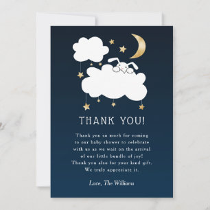 Sweet Lullaby Bunny Baby Shower Navy Guld Tack Kort