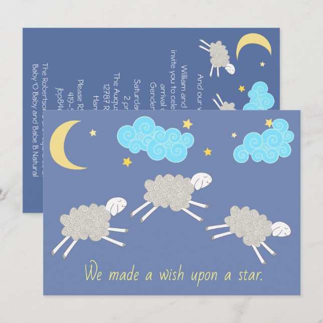 Sweet Lullaby Gender Neutral Baby Shower Inbjudningar (Fram/baksida)