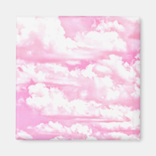 Sweet Lycklig Fuchsia Rosa Clouds Magnet (Framsidan)