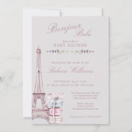 Sweet Macaron Bonjour Bebe Paris Babydusch Inbjudningar