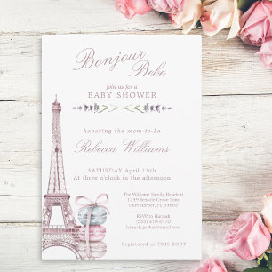 Sweet Macaron Bonjour Bebe Paris Babydusch Inbjudningar