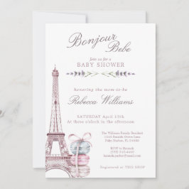 Sweet Macaron Bonjour Bebe Paris Babydusch Inbjudningar