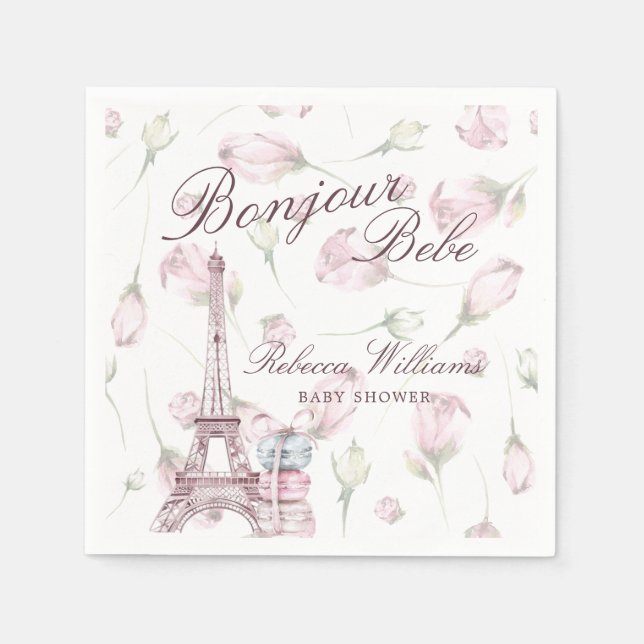 Sweet Macaron Bonjour Bebe Paris Babydusch Pappersservett (Framsidan)