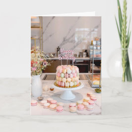 Sweet Macaron Cake Happy Birthday Card Kort