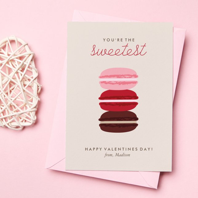Sweet Macarons Kids Classroom Valentine Anteckningskort (Skapare uppladdad)