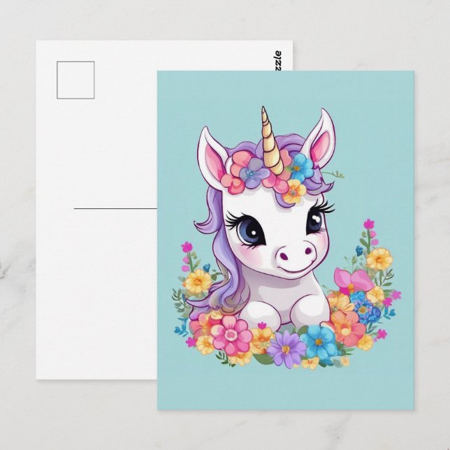 Sweet Magic Baby Unicorn Vykort (Fram/baksida)