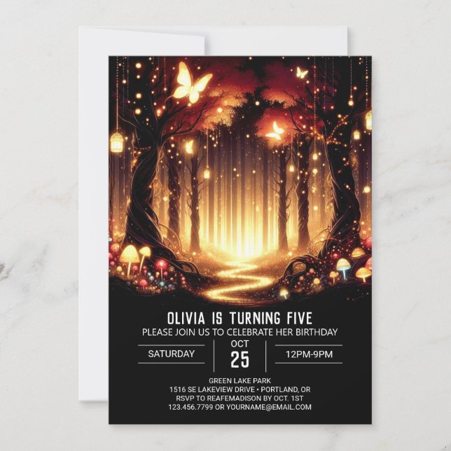 Sweet Magic Woodland Digital Birthday Inbjudningar (Framsida)