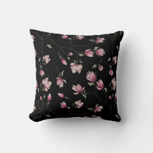 Sweet Magnolias Rosa Blommars på Black Kudde