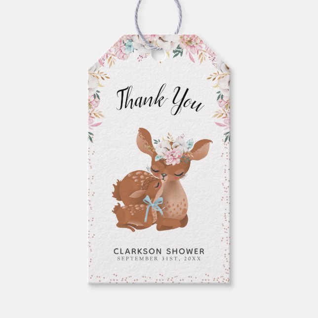 Sweet Mamma & Baby Hjort Välkommen Baby Tack Presentetikett (Framsidan)