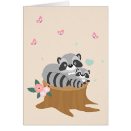 Sweet Mamma och baby Raccoons Mors dag Hälsningskort