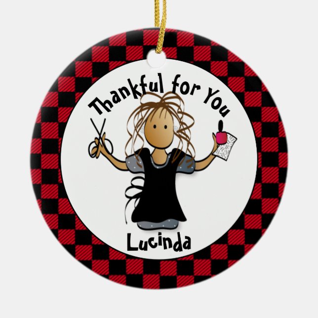 Sweet Manicurist Gift - Cute Tack Tech Julgransprydnad Keramik (Framsidan)