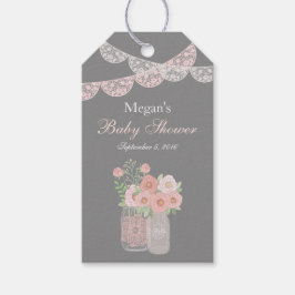 Sweet Mason Burk Rosa Grått Baby Shower Gift-Märkr Presentetikett