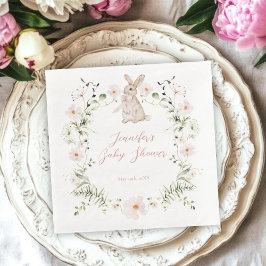 Sweet Meadow Bunny & Wildflowers Baby Shower Pappersservett