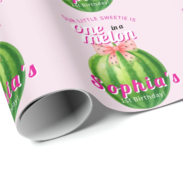 Sweet Melon First Birthday Party Presentpapper (Rullad Hörn)