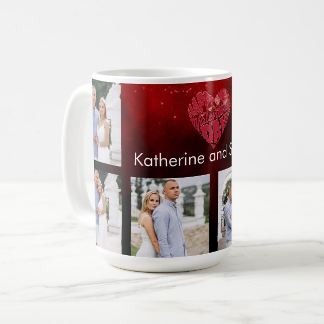 Sweet Memory Couple Photo and Editable Name Custom Kaffemugg (Framsida vänster)