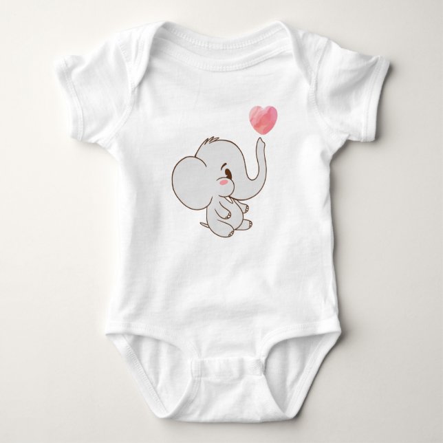Sweet Minimalist Elephant with Heart for Newborn  T Shirt (Framsida)